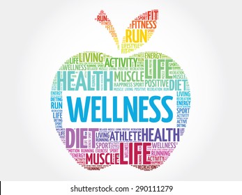 Wellness apple word cloud concept