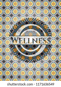 Wellness arabic badge background. Arabesque decoration.