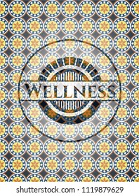 Wellness arabic style badge. Arabesque decoration.