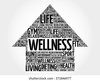 WELLNESS arrow word cloud, health concept