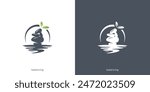 Wellness Balance Zen Stone Nature Logo. Sunrise, Sun, Sunset, River, Spa Tranquility Logo, Icon, Symbol, Design Template.