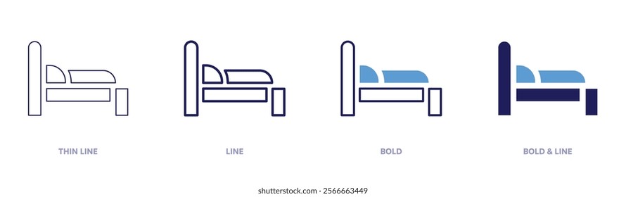 Wellness bed icon in 4 different styles. Thin Line, Line, Bold, and Bold Line. Duotone style. Editable stroke.