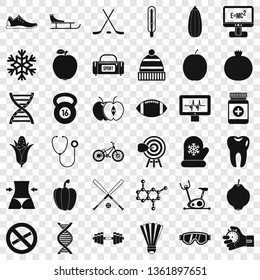 Wellness bicycle icons set. Simple style of 36 wellness bicycle vector icons for web for any design