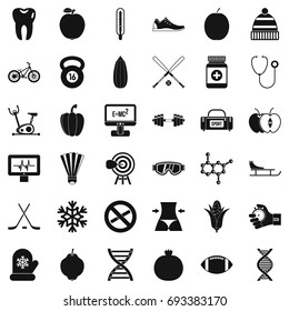 Wellness bicycle icons set. Simple style of 36 wellness bicycle vector icons for web isolated on white background