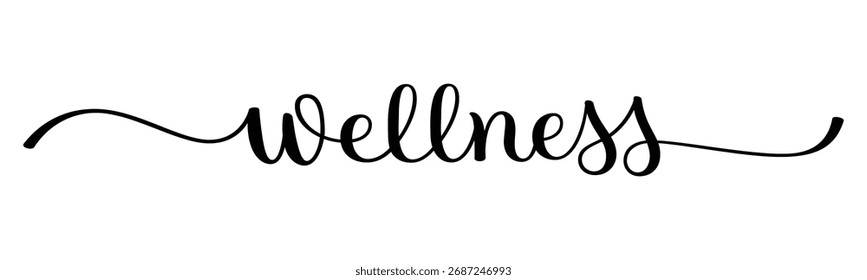 WELLNESS black vector brush calligraphy banner