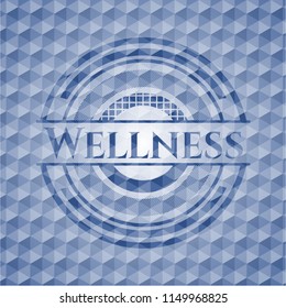 Wellness blue polygonal emblem.
