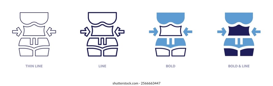 Wellness body icon in 4 different styles. Thin Line, Line, Bold, and Bold Line. Duotone style. Editable stroke.