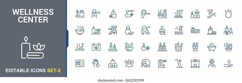 Wellness Center icon. Related to sauna, body, skin, relaxation, therapy and more. Spa icon collection. Minimal icons set. Editable vector art and illustration.
