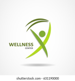 Wellness center logo in green color concept icon