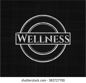 Wellness chalk emblem, retro style, chalk or chalkboard texture