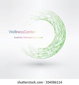 WELLNESS circle stamp  cloud, fitness, sport, health concept