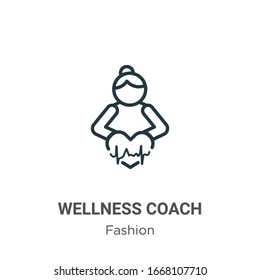 Wellness Coach Outline Vector Icon. Thin Line Black Wellness Coach Icon, Flat Vector Simple Element Illustration From Editable Fashion Concept Isolated Stroke On White Background