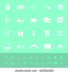 Wellness color icons on green background, stock vector