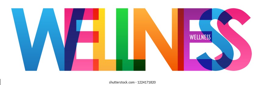 WELLNESS colorful letters banner
