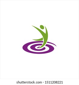 Wellness and fitness logo design idea with abstract person vector