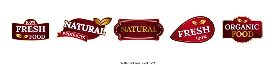 Wellness focused badge featuring a red leaf and simple design, perfect for eco branding, healthy product promotion, and organic label needs.