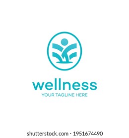 Wellness Happy Human Vector Abstract Illustration Logo Icon Design Template Element