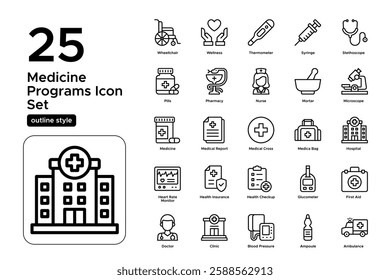 Wellness and Healthcare Awareness. Healthy Living, Nutrition, and Prevention. Vector Illustration. Outline icon set
