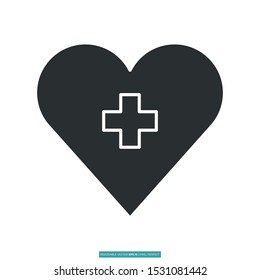 Wellness, heart icon vector illustration logo template for many purpose. Isolated on white background.