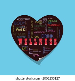 WELLNESS - Heart Shape Stock Vector Illustration isolated