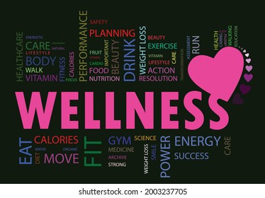 WELLNESS - Heart Shape Stock Vector Illustration isolated