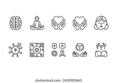 Wellness and Holistic Healing Line Icons