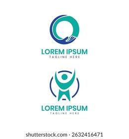 wellness human hand logo design collection modern minimal concept healthcare 