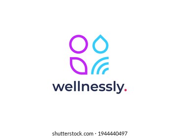 Wellness-Mensch mit Wassertropfen und Logo-Konzept für Bodenelemente