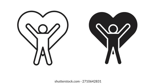 Wellness icon in a black stroke vector design and flat solid version on white background