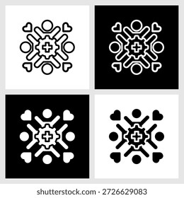 Icono de bienestar con fondo blanco y negro