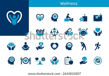 Wellness icon collection for message, chat and communication concept, Flat design, Pixel perfect.