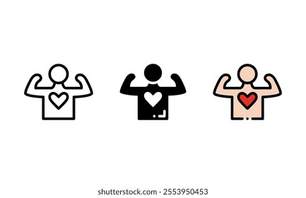 Wellness icon. different style, which is represented by a fit person and a heart shape. This vector icon perfect for healthcare theme