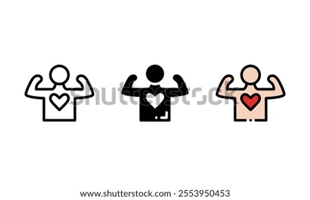 Wellness icon. different style, which is represented by a fit person and a heart shape. This vector icon perfect for healthcare theme