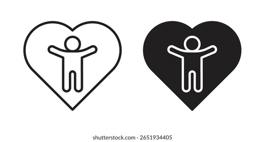 Wellness icon. Flat and stroke versions. Graphic elements.