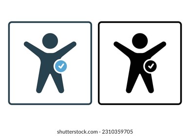 Wellness icon. People with check marks. icon related to healthy living. solid icon style design. Simple vector design editable