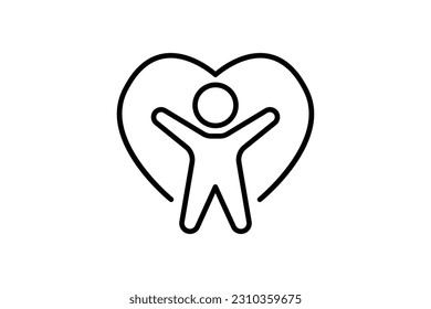 Wellness icon. People in heart. icon related to healthy living. Line icon style design. Simple vector design editable