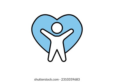 Wellness icon. People in heart. icon related to healthy living. Two tone icon style design. Simple vector design editable