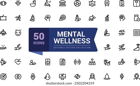 Wellness icon set. Containing massage, yoga, relaxation. Pixel perfect, minimalistic web and UI icon. Outline icon collections. Editable vector illustration.