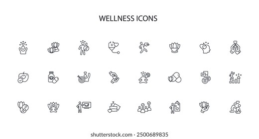 Wellness icon set.vector.Editable stroke.linear style sign for use web design,logo.Symbol illustration.