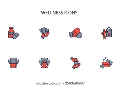 Wellness icon set.vector.Editable stroke.linear style sign for use web design,logo.Symbol illustration.
