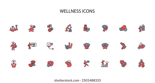 Wellness icon set.vector.Editable stroke.linear style sign for use web design,logo.Symbol illustration.