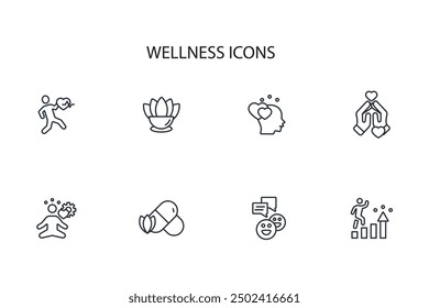 Wellness icon set.vector.Editable stroke.linear style sign for use web design,logo.Symbol illustration.