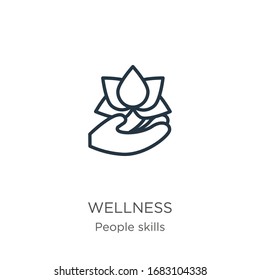 Wellness icon. Thin linear wellness outline icon isolated on white background from people skills collection. Line vector sign, symbol for web and mobile