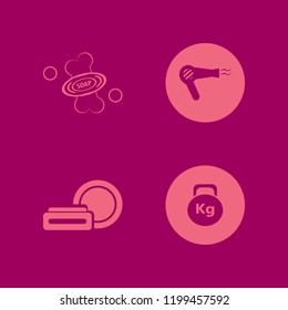 wellness icon. wellness vector icons set weight, soap, hair dryer and cosmetic cream