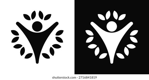 Wellness Icon White And Black Background Style