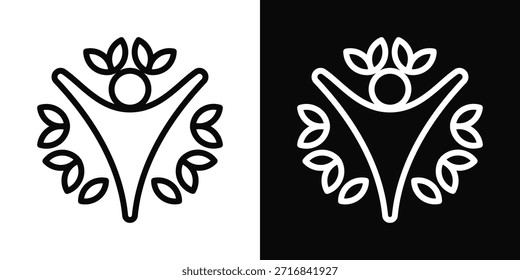 Estilo de fondo blanco y negro del icono del bienestar