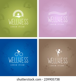 Wellness Icons And Backgrounds Set - Vector Illustration, Graphic Design, Editable For Your Design  