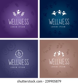 Wellness Icons And Backgrounds Set - Vector Illustration, Graphic Design, Editable For Your Design  