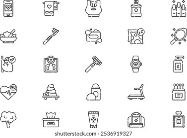 Wellness icons collection is a vector illustration with editable stroke.