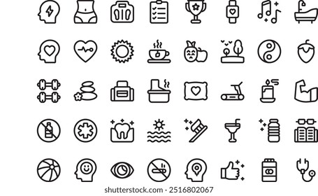 Wellness icons High-Quality Vector Icons Collection with Editable Stroke. Ideal for Professional and Creative Projects.